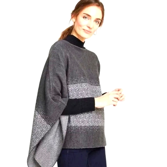 Ann Taylor Sweaters - Ann Taylor Metallic Silver Grey Poncho Sweater NWT